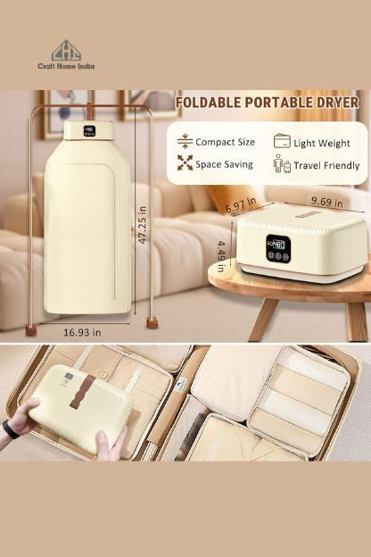 Thermodry Smart Portable Clothes Dryer, Rapid Heating, Foldable Electric Heater with Timer, Energy-Efficient Travel-Friendly Design for Apartments, Travel, Dorms & Small Spaces (600W) - Image 2